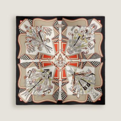 カレ 70 《鞍職人の花束》 - ブルー | Hermès - エルメス-公式サイト